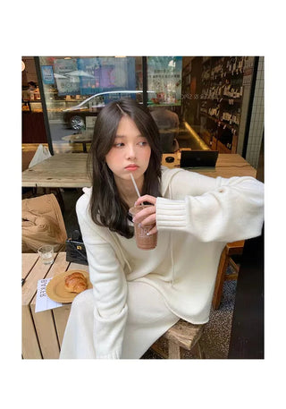 2 Piece Women Knitted Sweater Suits Winter Fashion Korean Alodia Store