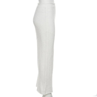 Summer Sexy Low Waist Slim Knitted Solid Skirt Set Long Sleeve Alodia Store