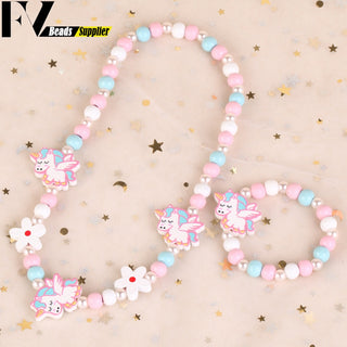 33 Style Colorful Wooden Cute Animal Flower Cartoon Children's Necklace Bracelet Girl's Child Jewelry Kids Toys Birthday Gifts Alodia Store