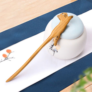 Chinese Wood Hair Sticks Hair Barrettes Red Sandalwood Rabbit Clips Vintage Style Hairpin Accessories for Women Bun Maker ML Alodia Store