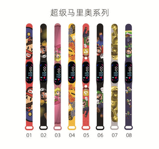 Super Mario children‘s Watch Cartoon Anime Character Luigi Luminous Bracelet Watch LED Touch Waterproof Sports kids watch gifts Alodia Store