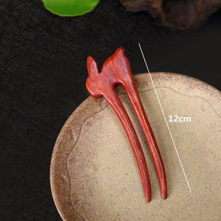Chinese Wood Hair Sticks Hair Barrettes Red Sandalwood Rabbit Clips Vintage Style Hairpin Accessories for Women Bun Maker ML Alodia Store