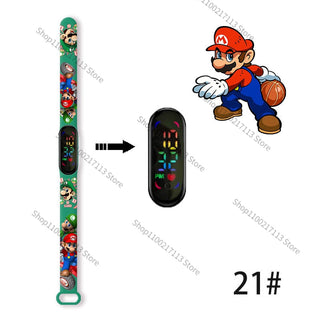 Super Mario children‘s Watch Cartoon Anime Character Luigi Luminous Bracelet Watch LED Touch Waterproof Sports kids watch gifts Alodia Store