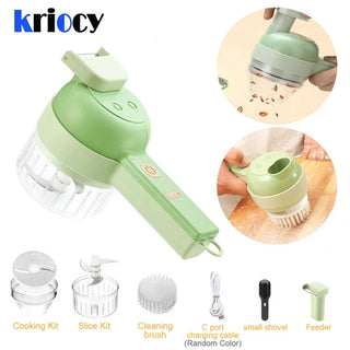4in 1 Electric Food Processor USB Rechargeable Handheld Vegetable Slicer Multifunctional - Alodia Store