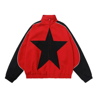Spring Bomber Jacket Men Women Vintage Star Pattern Harajuku Alodia Store