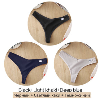 3Pcs/Set Women Cotton Thongs Panties Sexy Low Waist G-String Briefs Ladies lringerie. ALODIA STORE
