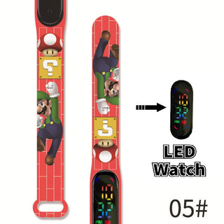 Super Mario children‘s Watch Cartoon Anime Character Luigi Luminous Bracelet Watch LED Touch Waterproof Sports kids watch gifts Alodia Store