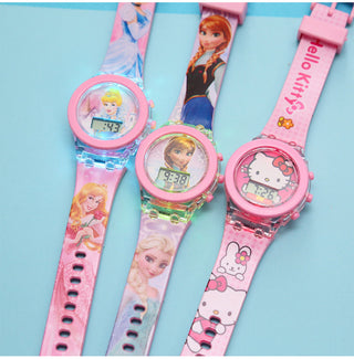 Disney Kid Cartoon Glowing Watch Marvel Spider-Man Boy Unicorn Princess Elsa Flash Electronic Digital Student Toy Clock Relogio Alodia Store