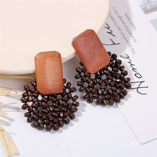 Wooden Vintage Earrings For Women Bohemian Style  Geometric Wood Earrings 2022 Trendy Retro Rattan Earrings Statement Jewelry Alodia Store