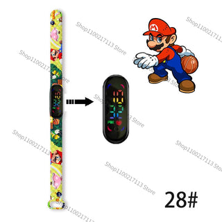 Super Mario children‘s Watch Cartoon Anime Character Luigi Luminous Bracelet Watch LED Touch Waterproof Sports kids watch gifts Alodia Store