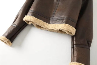 Faux Leather Coat Vintage Alodia Store