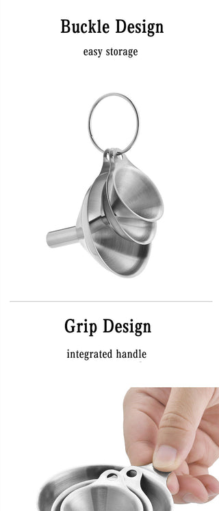 Stainless Steel Funnel Three-piece Set  Mini Funnel Oil Spill Wine Spill Tool Liquid Dispenser Kitchen Funnel Set  Entonnoir Alodia Store