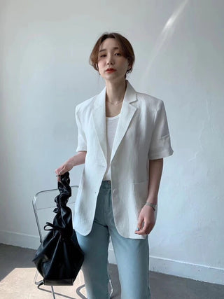 Cotton Linen Short-sleeved Coat Loose Alodia Store