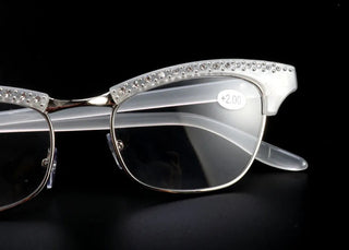 Diamond Ladies Elegant Cat Eye Reading Glasses Resin Lenses Women Crystal Rhinestone Decoration Presbyopic Eyewear for Elder Alodia Store