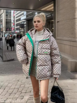 Hooded office lady Down Cotton Jacket Alodia Store