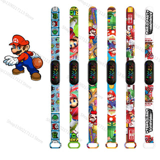 Super Mario children‘s Watch Cartoon Anime Character Luigi Luminous Bracelet Watch LED Touch Waterproof Sports kids watch gifts Alodia Store
