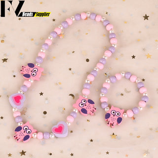 33 Style Colorful Wooden Cute Animal Flower Cartoon Children's Necklace Bracelet Girl's Child Jewelry Kids Toys Birthday Gifts Alodia Store