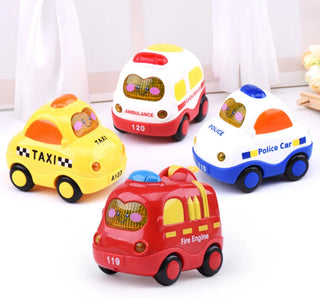 Cartoon Car Toy Plastic Pull Back Cars Model Mobile Vehicle Fire Truck Taxi Boys Girls Toys Educational for Alodia Store