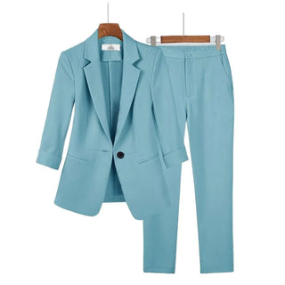 Women's Summer Thin Fashion Suit Jacket Pants Two-piece Alodia Store