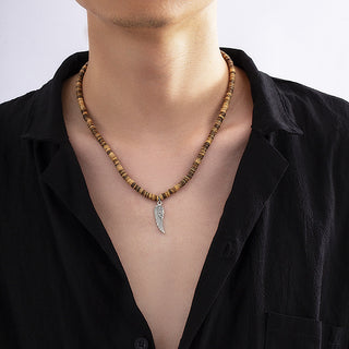 New Bohemian Style Necklace for Men Polymer Clay Pieces Spliced Wood Beads Wholesale Hot Spot Gothic Chains Jewelry Alodia Store