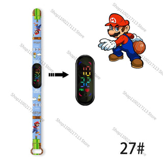 Super Mario children‘s Watch Cartoon Anime Character Luigi Luminous Bracelet Watch LED Touch Waterproof Sports kids watch gifts Alodia Store