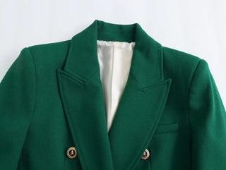 TRAF Green Women's Blazer Tailoring Double Breasted Blazer Alodia Store