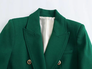 TRAF Green Women's Blazer Tailoring Double Breasted Blazer Alodia Store