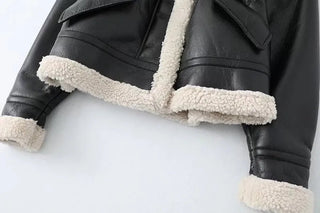 Faux Leather Coat Vintage Alodia Store