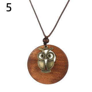 Vintage Wooden Bird Pendant Necklaces Boho Ethnic Style Metal Hollow Necklaces Retro Long Sweater Chain Rope Jewelry for Women Alodia Store