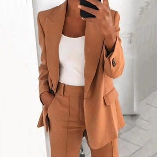 Elegant Jacket Women Suit Jacket Solid Color Turndown Collar Alodia Store