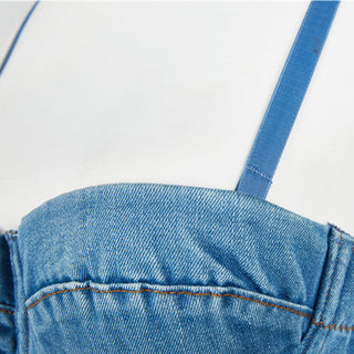 Sexy short Denim Halter crop top women vintage summer alodia store
