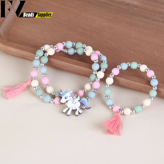 33 Style Colorful Wooden Cute Animal Flower Cartoon Children's Necklace Bracelet Girl's Child Jewelry Kids Toys Birthday Gifts Alodia Store