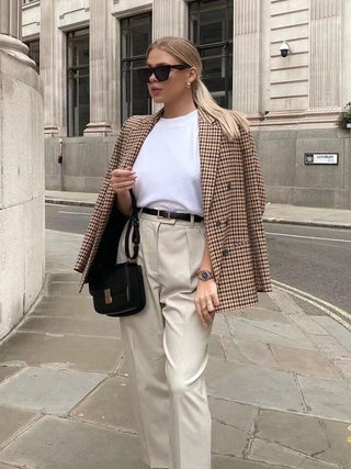 SLTNX TRAF Fashion Plaid Women's Blazers Alodia Store