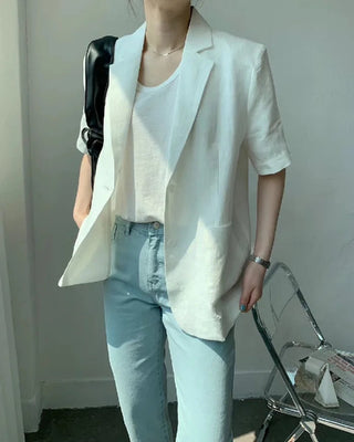 Cotton Linen Short-sleeved Coat Loose Alodia Store