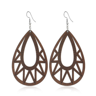 Wooden Vintage Earrings For Women Bohemian Style  Geometric Wood Earrings 2022 Trendy Retro Rattan Earrings Statement Jewelry Alodia Store