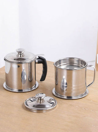 1PC Stainless Oil Filter Pot Lard Strainer Tank Alodia Store