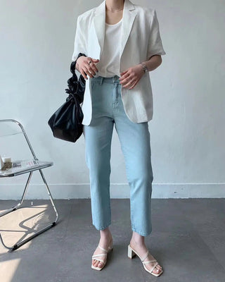 Cotton Linen Short-sleeved Coat Loose Alodia Store