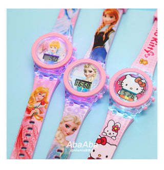 Disney Kid Cartoon Glowing Watch Marvel Spider-Man Boy Unicorn Princess Elsa Flash Electronic Digital Student Toy Clock Relogio Alodia Store