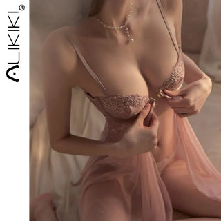 Women's Nightgown Lace Satin Slip Alodia Store