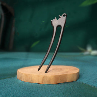 Chinese Wood Hair Sticks Hair Barrettes Red Sandalwood Rabbit Clips Vintage Style Hairpin Accessories for Women Bun Maker ML Alodia Store