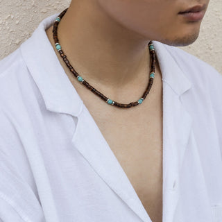 New Bohemian Style Necklace for Men Polymer Clay Pieces Spliced Wood Beads Wholesale Hot Spot Gothic Chains Jewelry Alodia Store