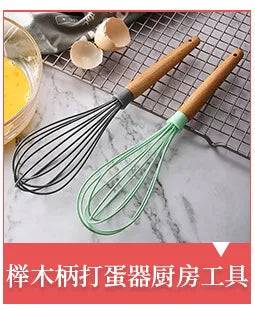 Manual Egg Beater Pp Handle Egg Blender Handheld Silicone Stainless Steel Stirring Rod Household Kitchen Baking Tools Alodia Store