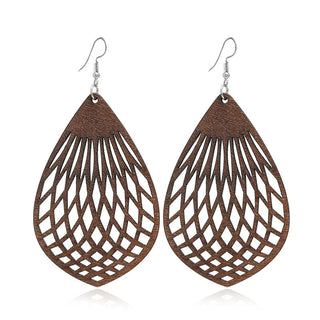 Wooden Vintage Earrings For Women Bohemian Style  Geometric Wood Earrings 2022 Trendy Retro Rattan Earrings Statement Jewelry Alodia Store