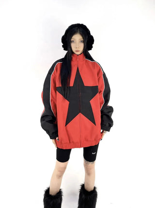 Spring Bomber Jacket Men Women Vintage Star Pattern Harajuku Alodia Store