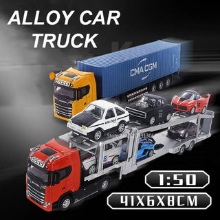 1:50 Simulation Alloy Diecast Large Truck Head Model Container Toy Pull Back Sound Light Engineering Alodia Store