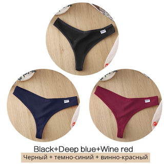 3Pcs/Set Women Cotton Thongs Panties Sexy Low Waist G-String Briefs Ladies lringerie. ALODIA STORE