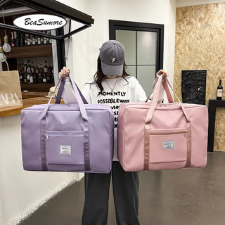 BWBW Large Capacity Students Move Rolling Luggage Folding Travel Bag Suitcase Wheels Alodia Store