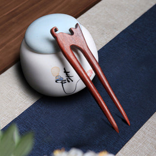 Chinese Wood Hair Sticks Hair Barrettes Red Sandalwood Rabbit Clips Vintage Style Hairpin Accessories for Women Bun Maker ML Alodia Store