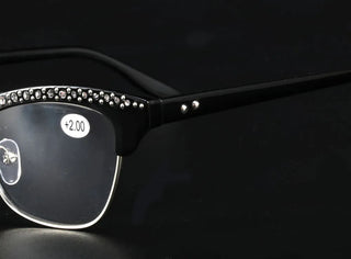 Diamond Ladies Elegant Cat Eye Reading Glasses Resin Lenses Women Crystal Rhinestone Decoration Presbyopic Eyewear for Elder Alodia Store
