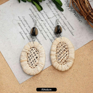 Wooden Vintage Earrings For Women Bohemian Style  Geometric Wood Earrings 2022 Trendy Retro Rattan Earrings Statement Jewelry Alodia Store